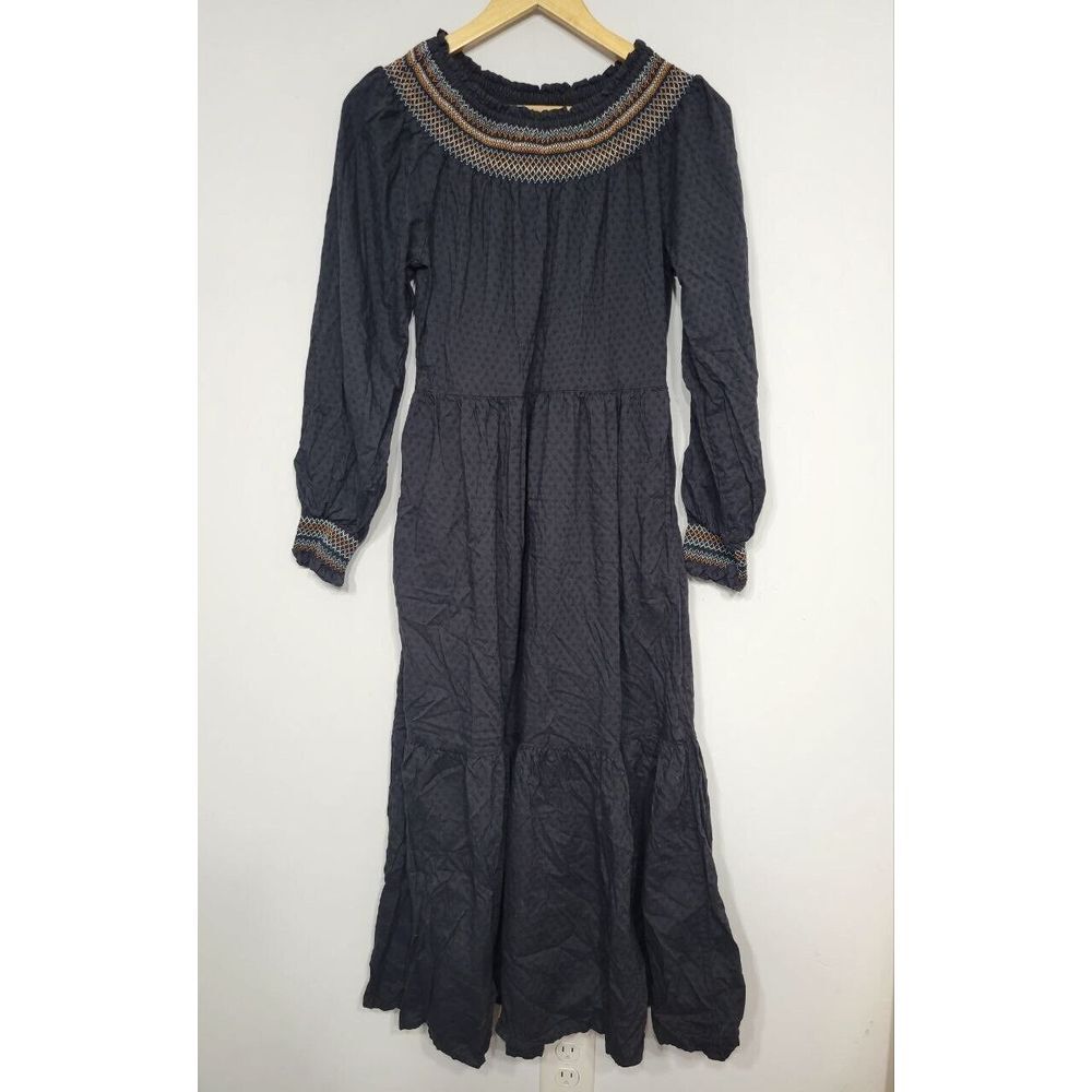 Universal Thread Women's Maxi Dress Size XS Black Embroidery Eyelet‎